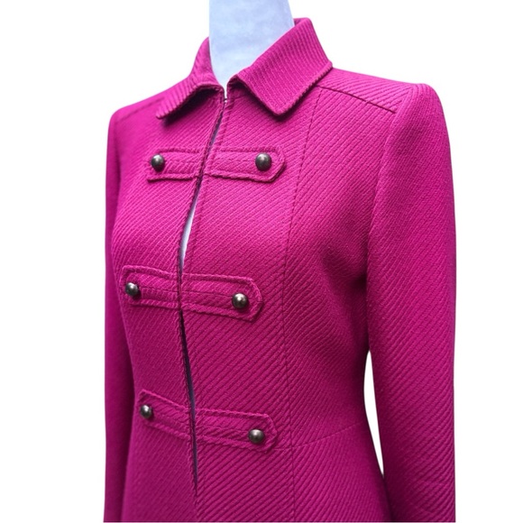 Isabella DeMarco Women's Fuchsia Pink Military Overcoat | 2 - Picture 6 of 10